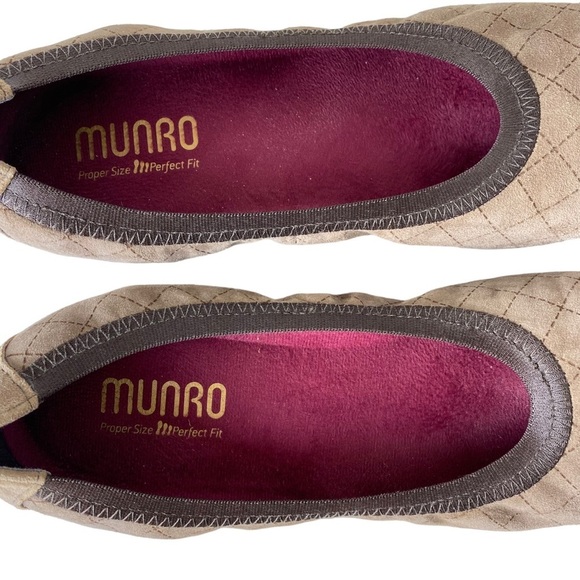 Munro Vicki Brown‎ Suede Ballet Flats 7.5 Quilted Pattern - Picture 9 of 13